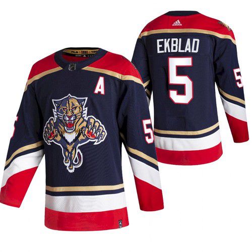 Men Florida Panthers #5 Ekblad Blue NHL 2021 Reverse Retro jersey